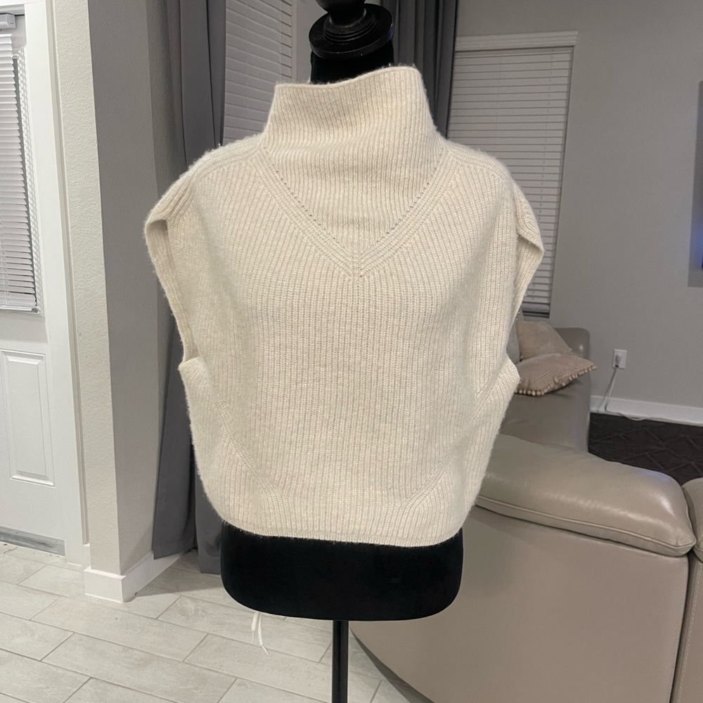 Anthropologie Enza Oversized Ribbed Cashmere Sweater Vest Small - Picture 2 of 7